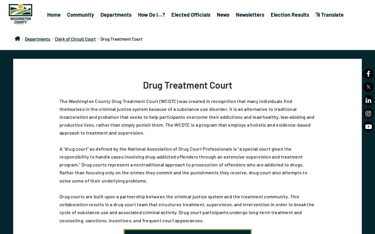 Washington County Drug Treatment Court official page